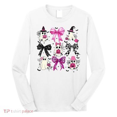 Ghost Bow Coquette Halloween Spooky Season Long Sleeve Shirt