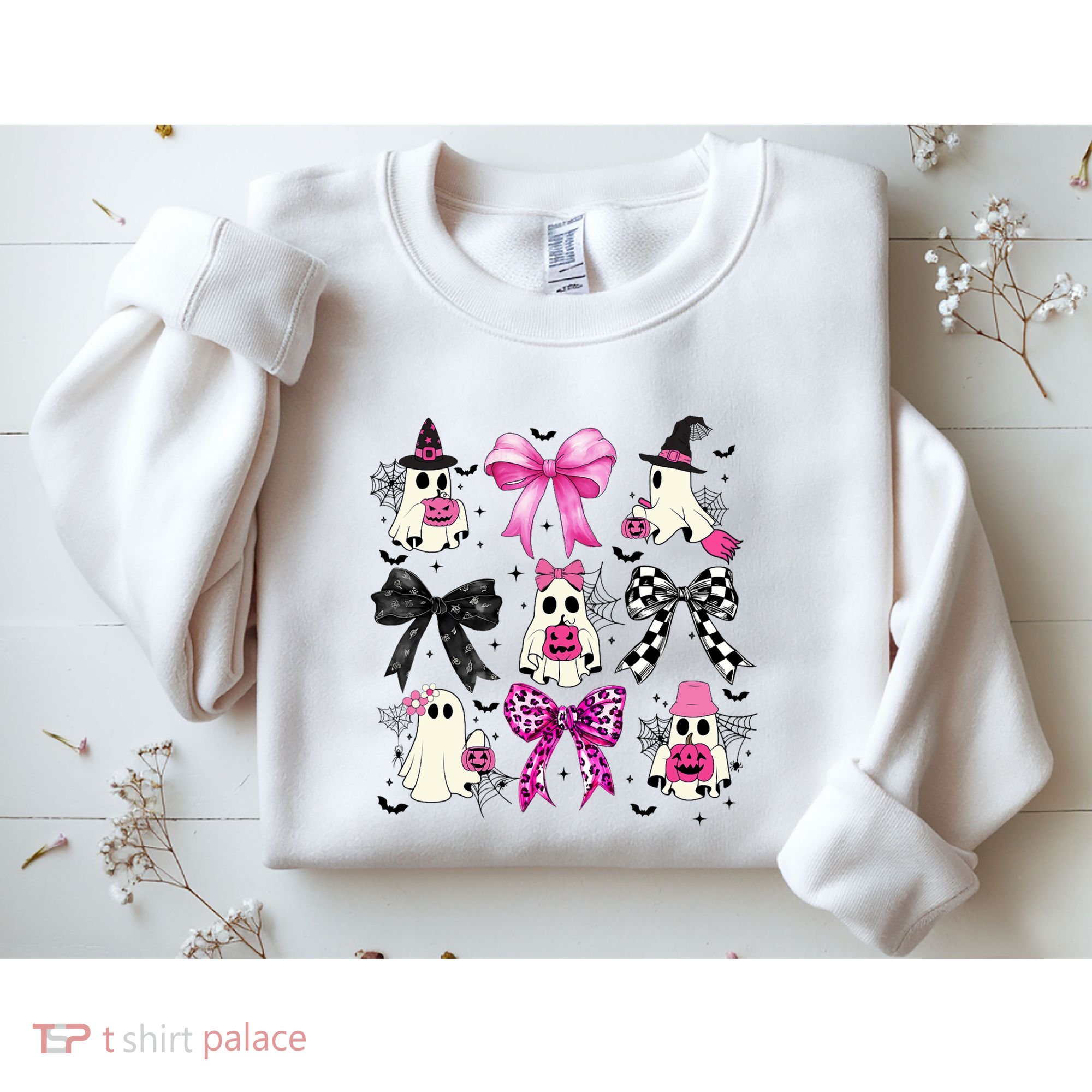 Ghost Bow Coquette Halloween Spooky Season Sweatshirt