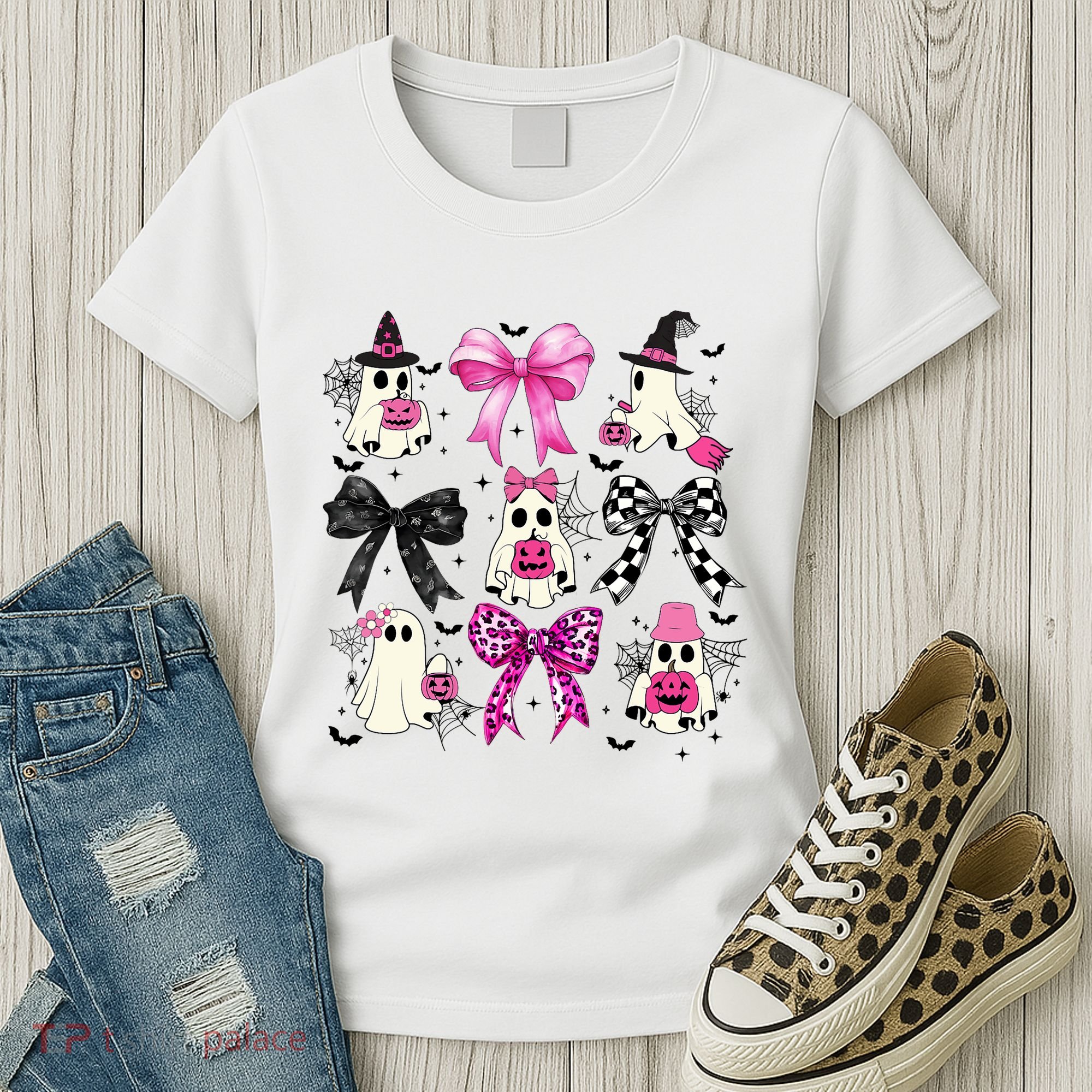 Ghost Bow Coquette Halloween Spooky Season Women's T-Shirt