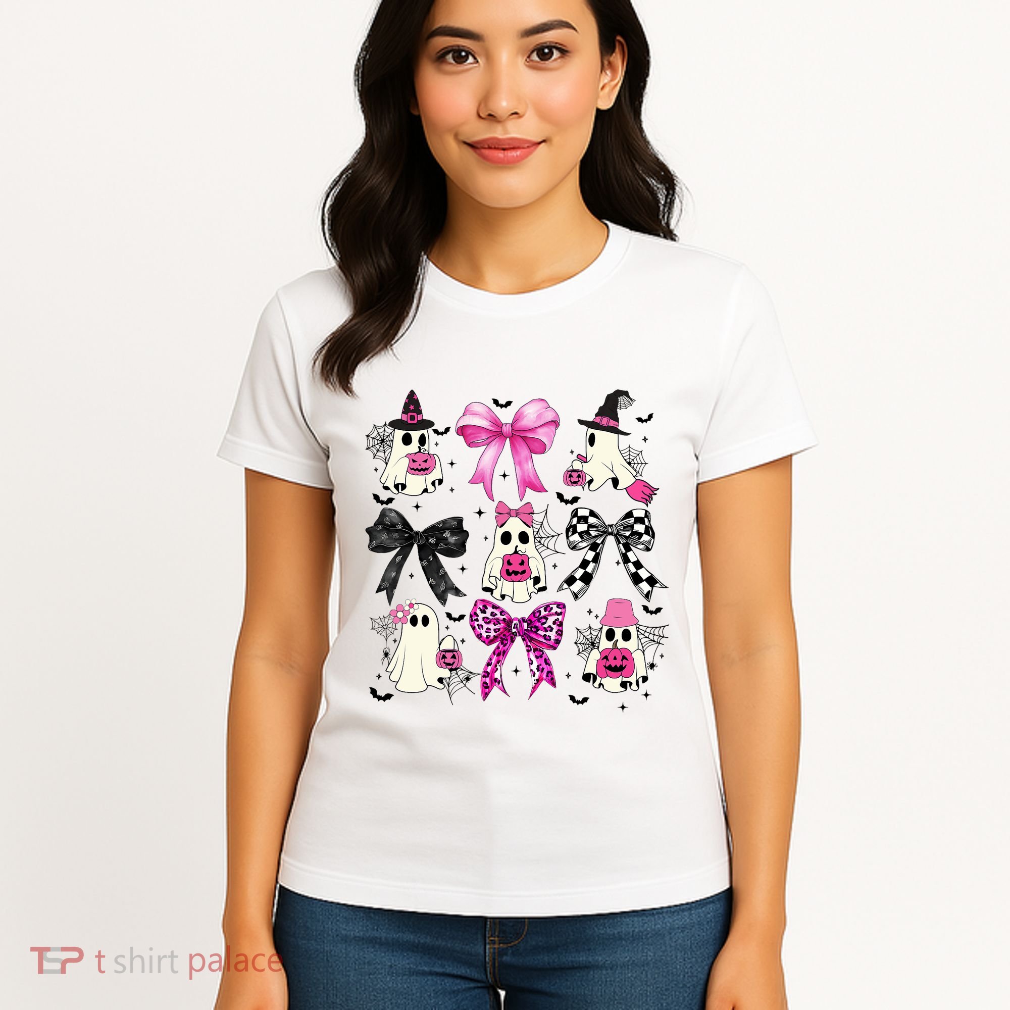 Ghost Bow Coquette Halloween Spooky Season Women's T-Shirt