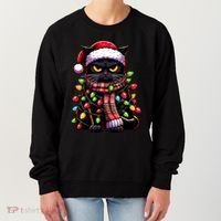 Grumpy Black Cat Meowy Xmas Christmas Outfit Cat Dad Cat Mom Meaningful Gift Women's Sweatshirt thumb 0