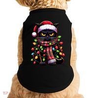 Grumpy Black Cat Meowy Xmas Christmas Outfit Cat Dad Cat Mom Meaningful Gift Doggie Tank thumb 0