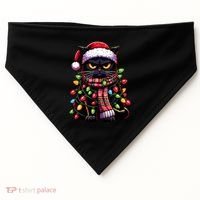 Grumpy Black Cat Meowy Xmas Christmas Outfit Cat Dad Cat Mom Meaningful Gift USA-Made Doggie Bandana thumb 0
