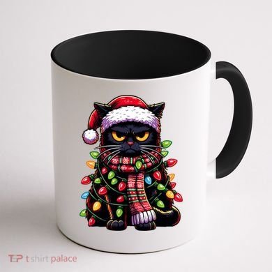 Grumpy Black Cat Meowy Xmas Christmas Outfit Cat Dad Cat Mom Meaningful Gift Coffee Mug back