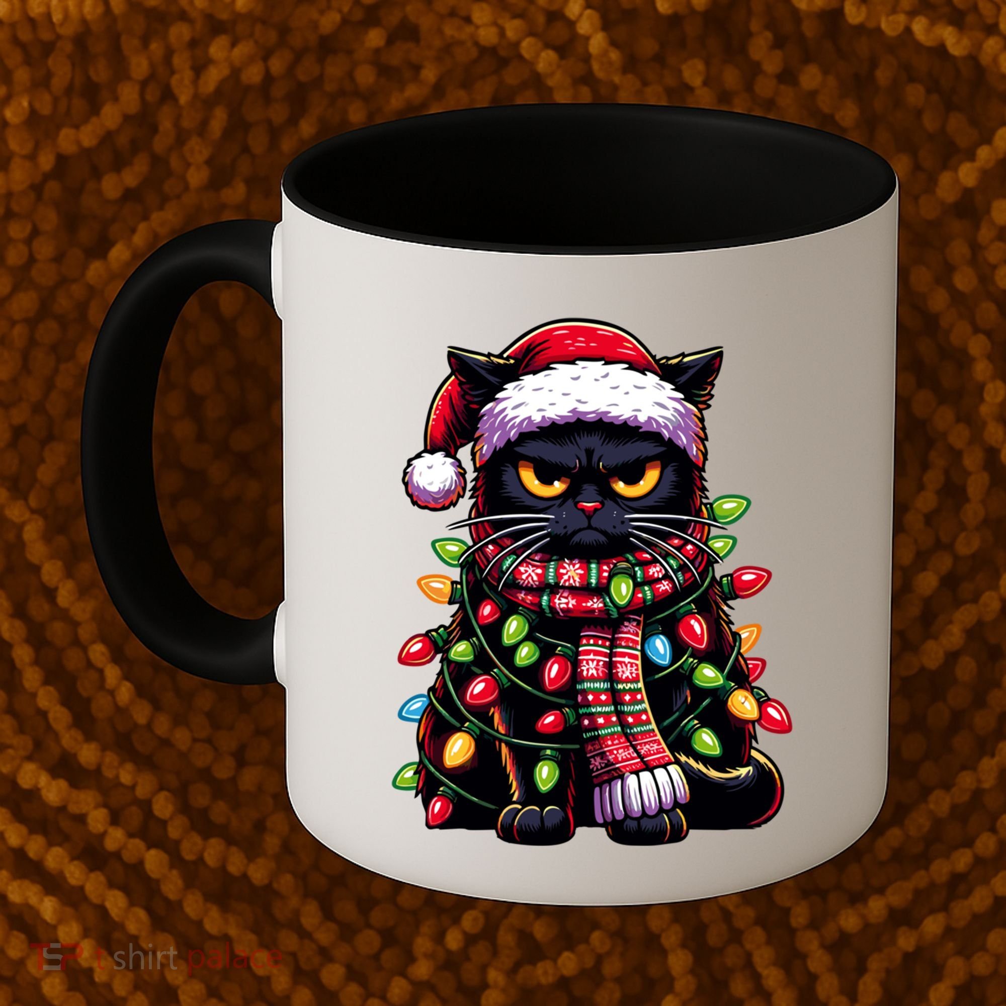 Grumpy Black Cat Meowy Xmas Christmas Outfit Cat Dad Cat Mom Meaningful Gift Coffee Mug