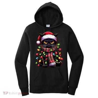 Grumpy Black Cat Meowy Xmas Christmas Outfit Cat Dad Cat Mom Meaningful Gift Women's Hoodie