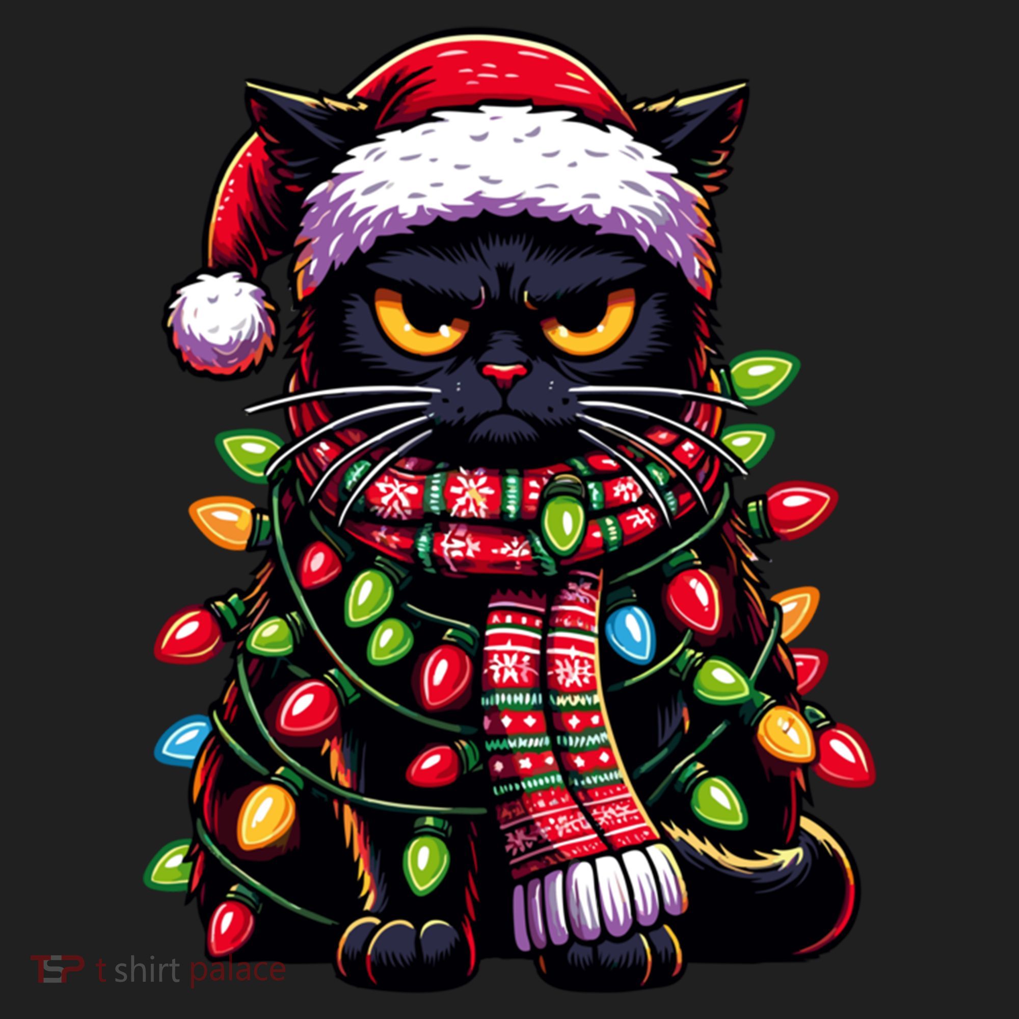 Grumpy Black Cat Meowy Xmas Christmas Outfit Cat Dad Cat Mom Meaningful Gift Hat