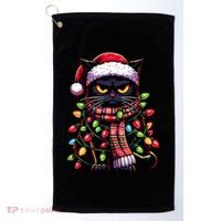 Grumpy Black Cat Meowy Xmas Christmas Outfit Cat Dad Cat Mom Meaningful Gift Golf Towel thumb 0