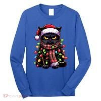 Grumpy Black Cat Meowy Xmas Christmas Outfit Cat Dad Cat Mom Meaningful Gift Long Sleeve Shirt thumb 0