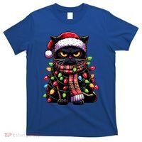Grumpy Black Cat Meowy Xmas Christmas Outfit Cat Dad Cat Mom Meaningful Gift T-Shirt thumb 0