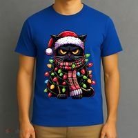 Grumpy Black Cat Meowy Xmas Christmas Outfit Cat Dad Cat Mom Meaningful Gift T-Shirt thumb 3