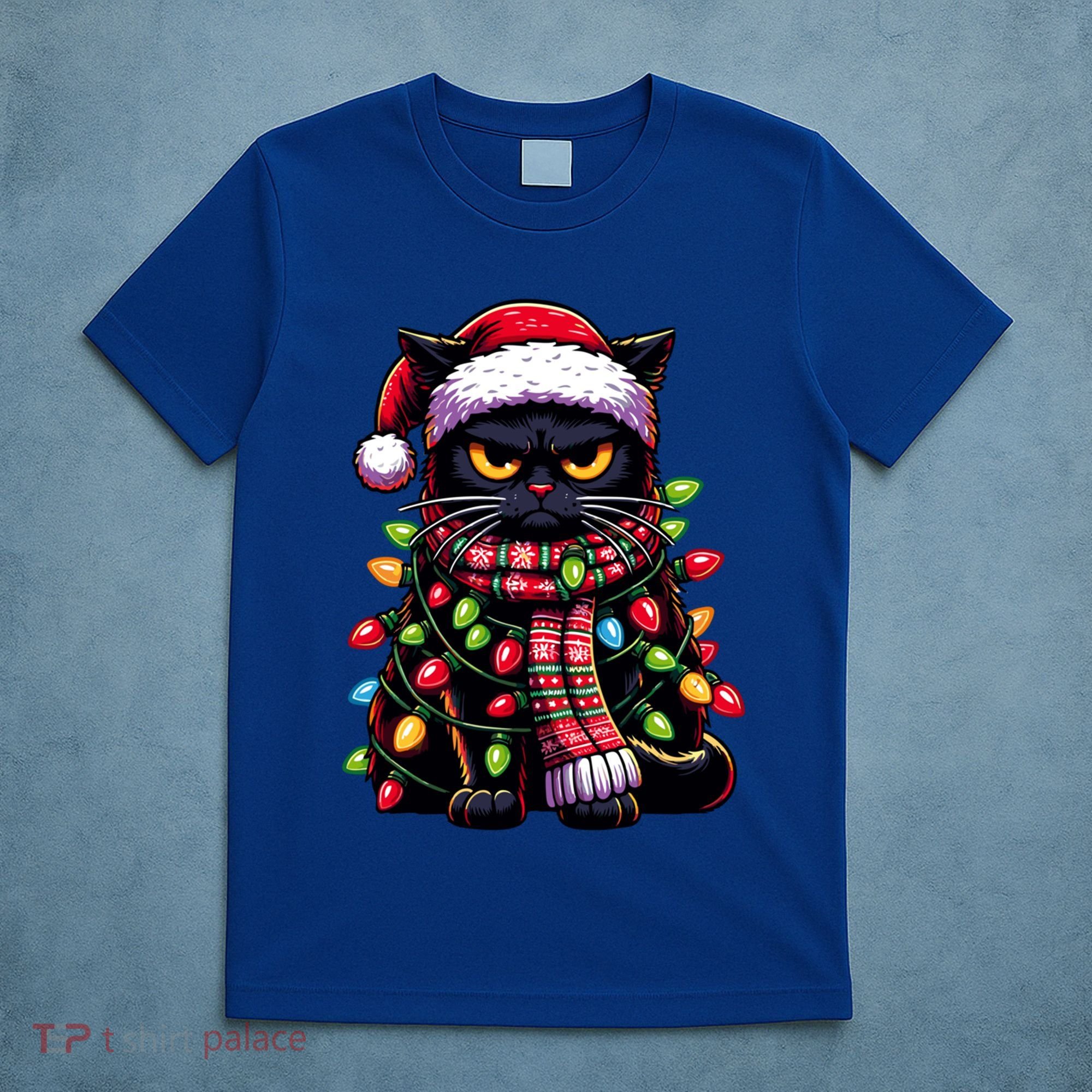 Grumpy Black Cat Meowy Xmas Christmas Outfit Cat Dad Cat Mom Meaningful Gift T-Shirt