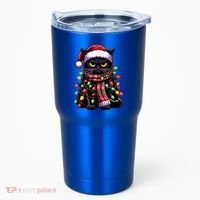 Grumpy Black Cat Meowy Xmas Christmas Outfit Cat Dad Cat Mom Meaningful Gift Tumbler thumb 0