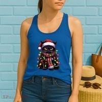 Grumpy Black Cat Meowy Xmas Christmas Outfit Cat Dad Cat Mom Meaningful Gift Women's Tank Top thumb 2