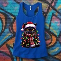 Grumpy Black Cat Meowy Xmas Christmas Outfit Cat Dad Cat Mom Meaningful Gift Women's Tank Top thumb 3