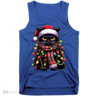 Grumpy Black Cat Meowy Xmas Christmas Outfit Cat Dad Cat Mom Meaningful Gift Tank Top