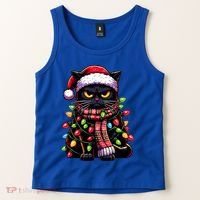 Grumpy Black Cat Meowy Xmas Christmas Outfit Cat Dad Cat Mom Meaningful Gift Tank Top thumb 2