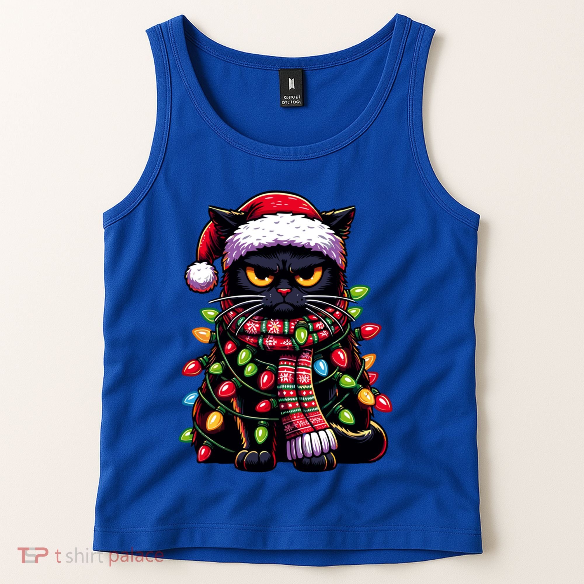 Grumpy Black Cat Meowy Xmas Christmas Outfit Cat Dad Cat Mom Meaningful Gift Tank Top