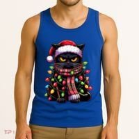 Grumpy Black Cat Meowy Xmas Christmas Outfit Cat Dad Cat Mom Meaningful Gift Tank Top thumb 3