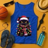 Grumpy Black Cat Meowy Xmas Christmas Outfit Cat Dad Cat Mom Meaningful Gift Tank Top thumb 4