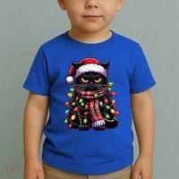 Grumpy Black Cat Meowy Xmas Christmas Outfit Cat Dad Cat Mom Meaningful Gift Toddler T-Shirt thumb 2
