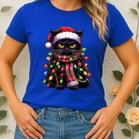 Grumpy Black Cat Meowy Xmas Christmas Outfit Cat Dad Cat Mom Meaningful Gift Women's T-Shirt thumb 2