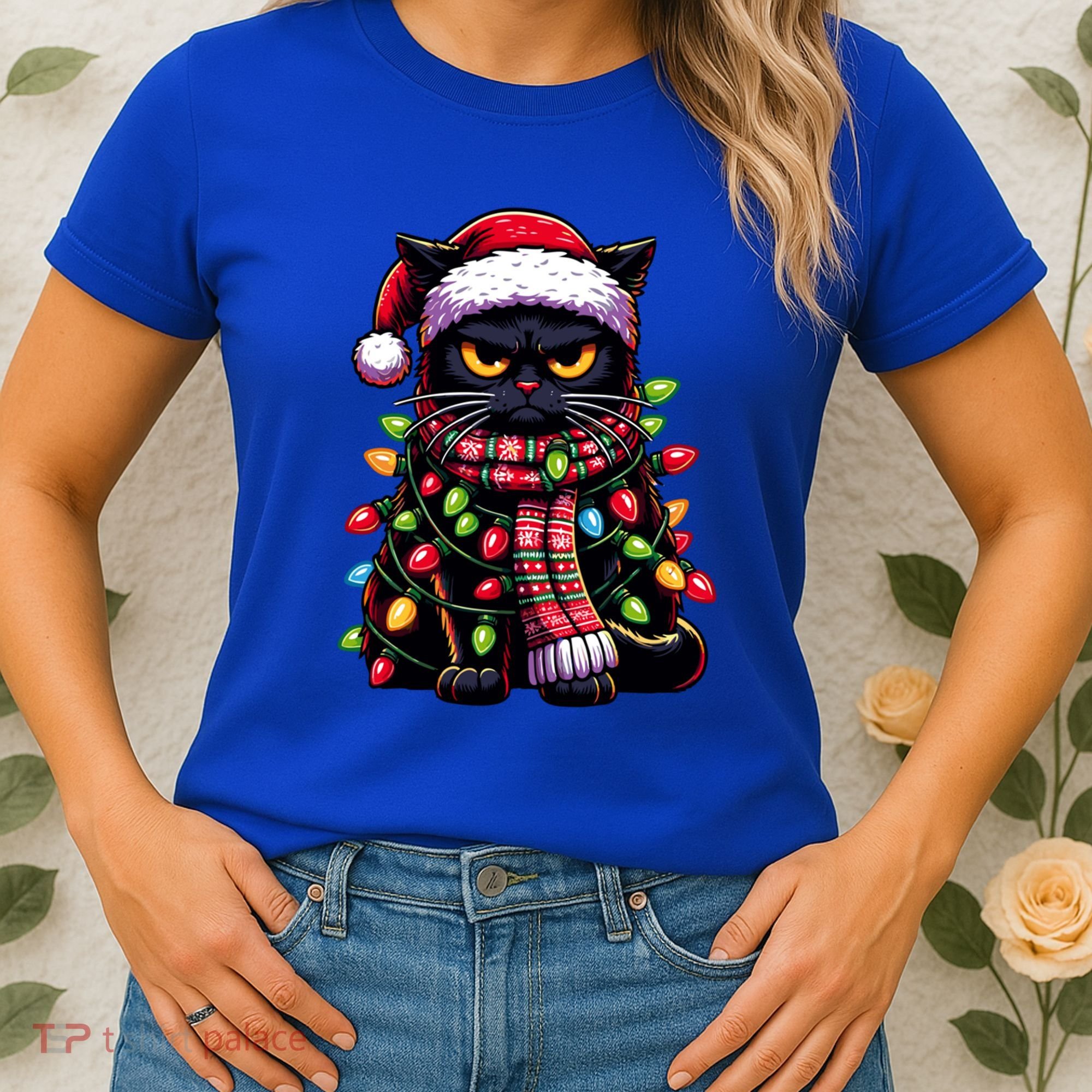 Grumpy Black Cat Meowy Xmas Christmas Outfit Cat Dad Cat Mom Meaningful Gift Women's T-Shirt