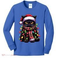 Grumpy Black Cat Meowy Xmas Christmas Outfit Cat Dad Cat Mom Meaningful Gift Kids Long Sleeve Shirt thumb 0