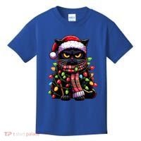 Grumpy Black Cat Meowy Xmas Christmas Outfit Cat Dad Cat Mom Meaningful Gift Kids T-Shirt thumb 0