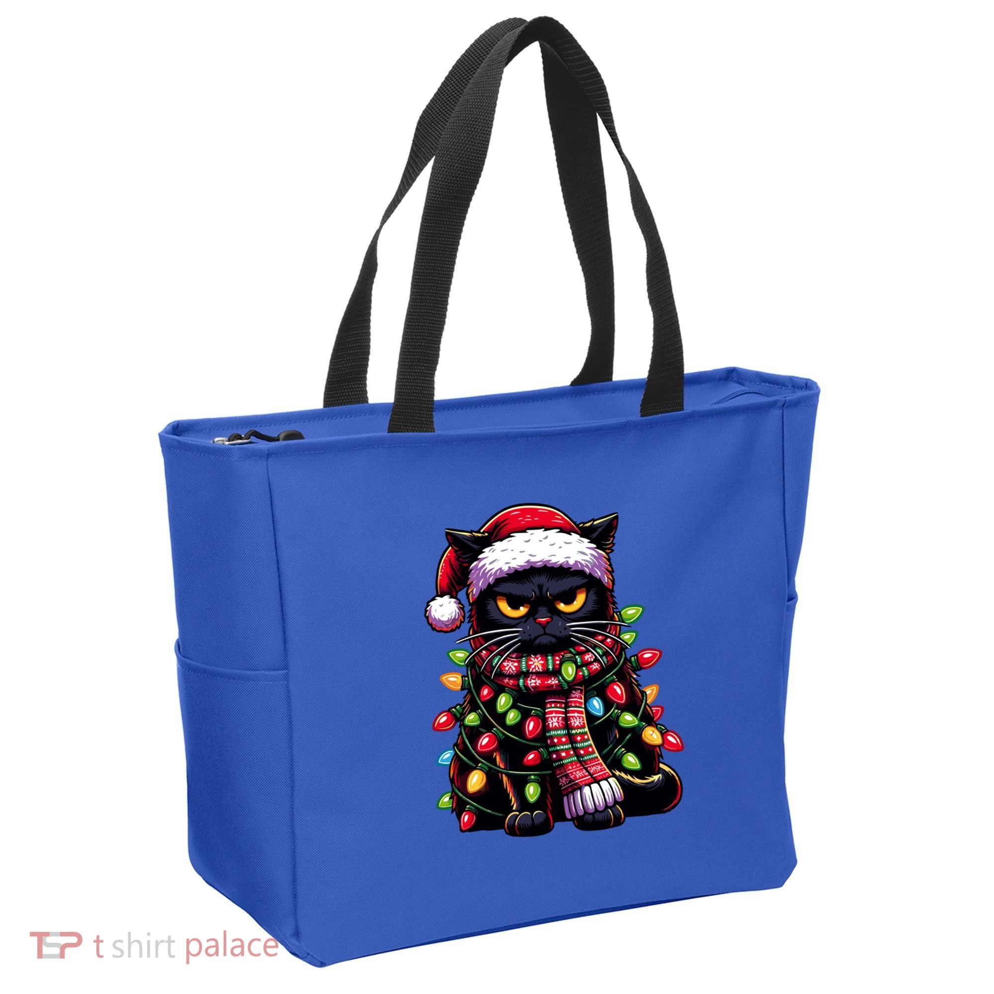 Grumpy Black Cat Meowy Xmas Christmas Outfit Cat Dad Cat Mom Meaningful Gift Tote Bag