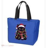 Grumpy Black Cat Meowy Xmas Christmas Outfit Cat Dad Cat Mom Meaningful Gift Tote Bag thumb 3