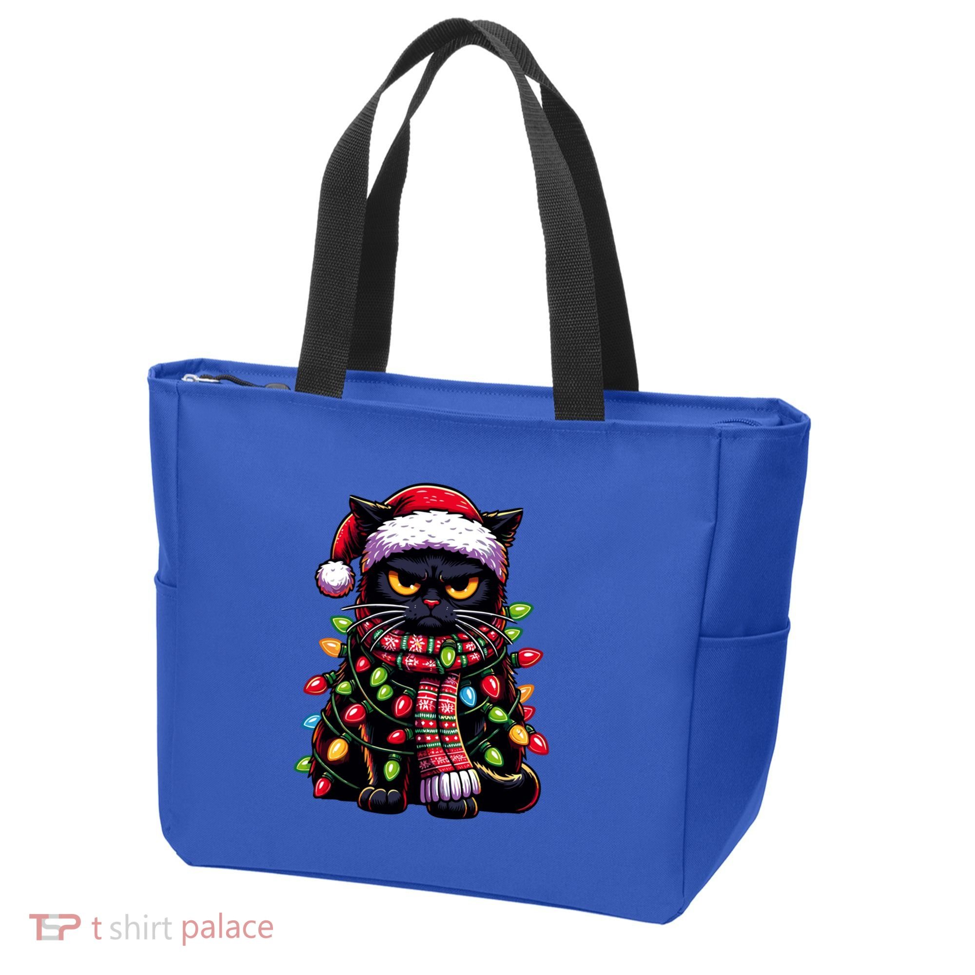 Grumpy Black Cat Meowy Xmas Christmas Outfit Cat Dad Cat Mom Meaningful Gift Tote Bag