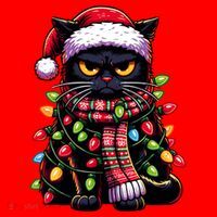 Grumpy Black Cat Meowy Xmas Christmas Outfit Cat Dad Cat Mom Meaningful Gift Santa Hat thumb 1