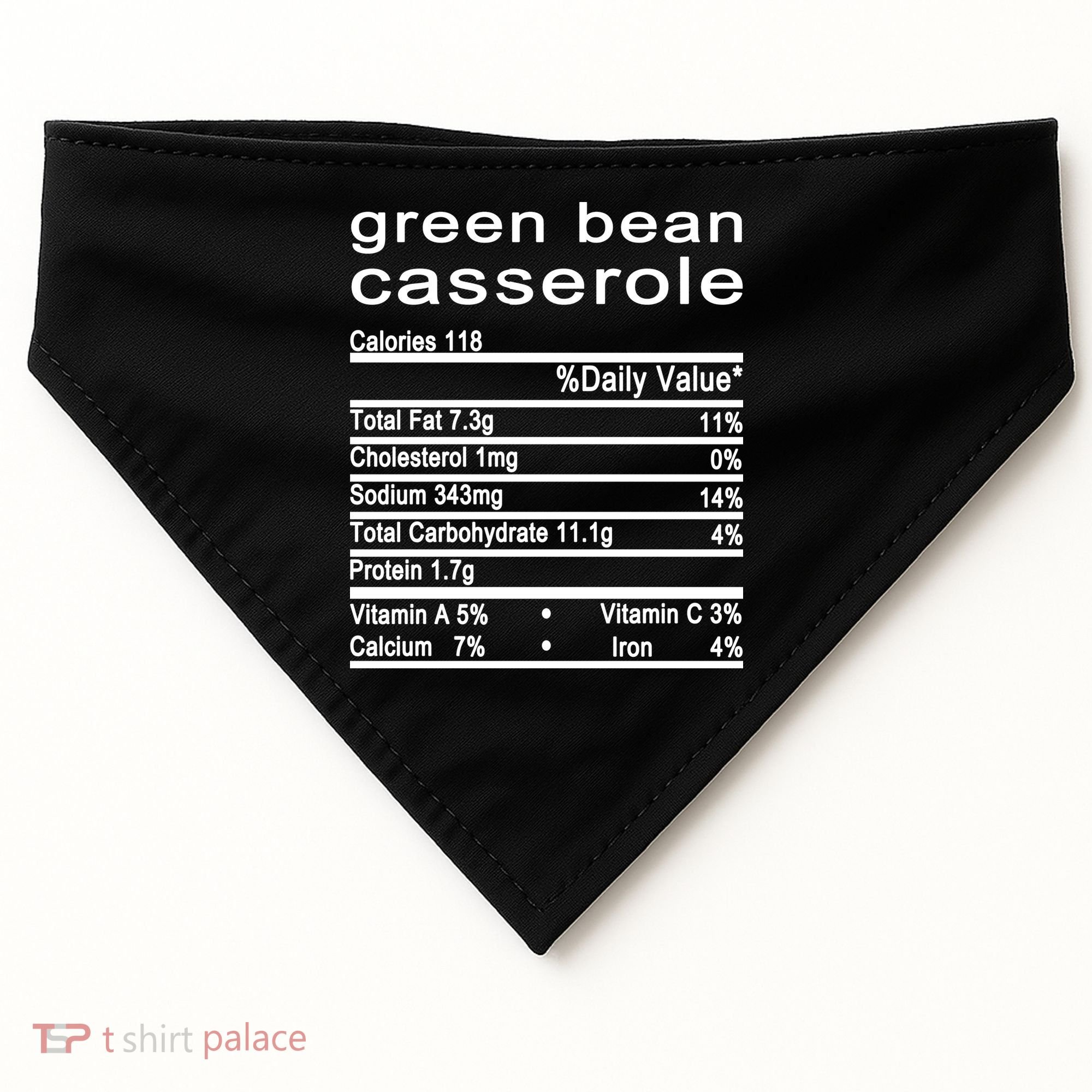 Green Bean Casserole Nutrition Facts Label USA-Made Doggie Bandana