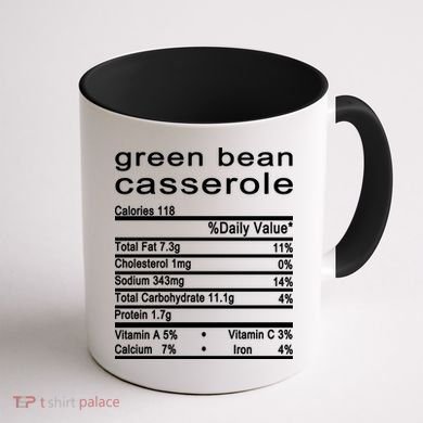 Green Bean Casserole Nutrition Facts Label Coffee Mug back