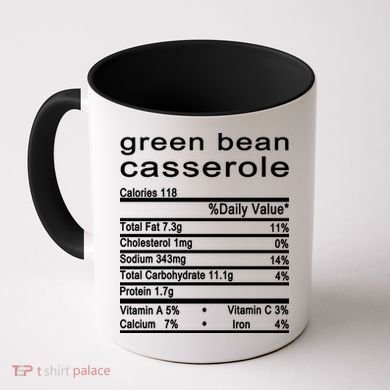 Green Bean Casserole Nutrition Facts Label Coffee Mug