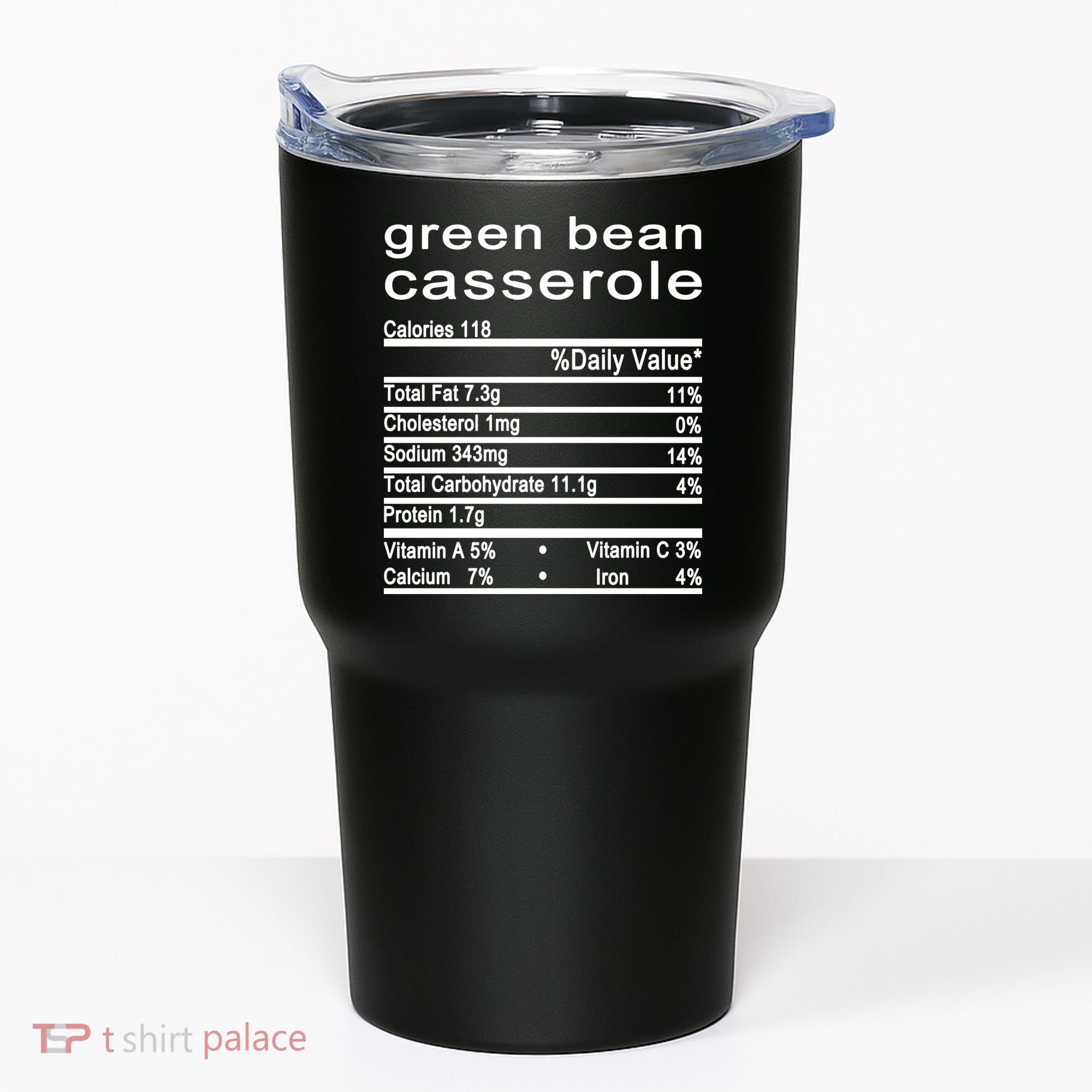 Green Bean Casserole Nutrition Facts Label Tumbler