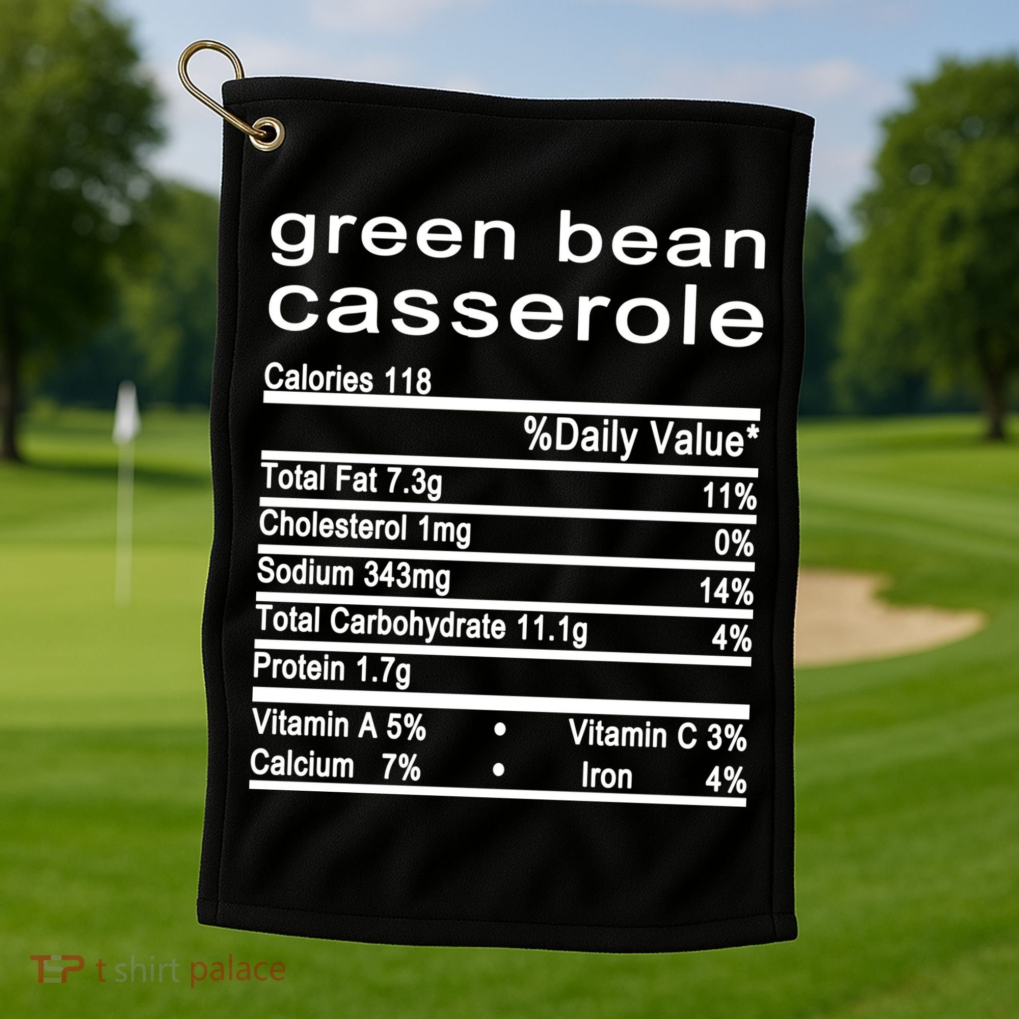 Green Bean Casserole Nutrition Facts Label Golf Towel