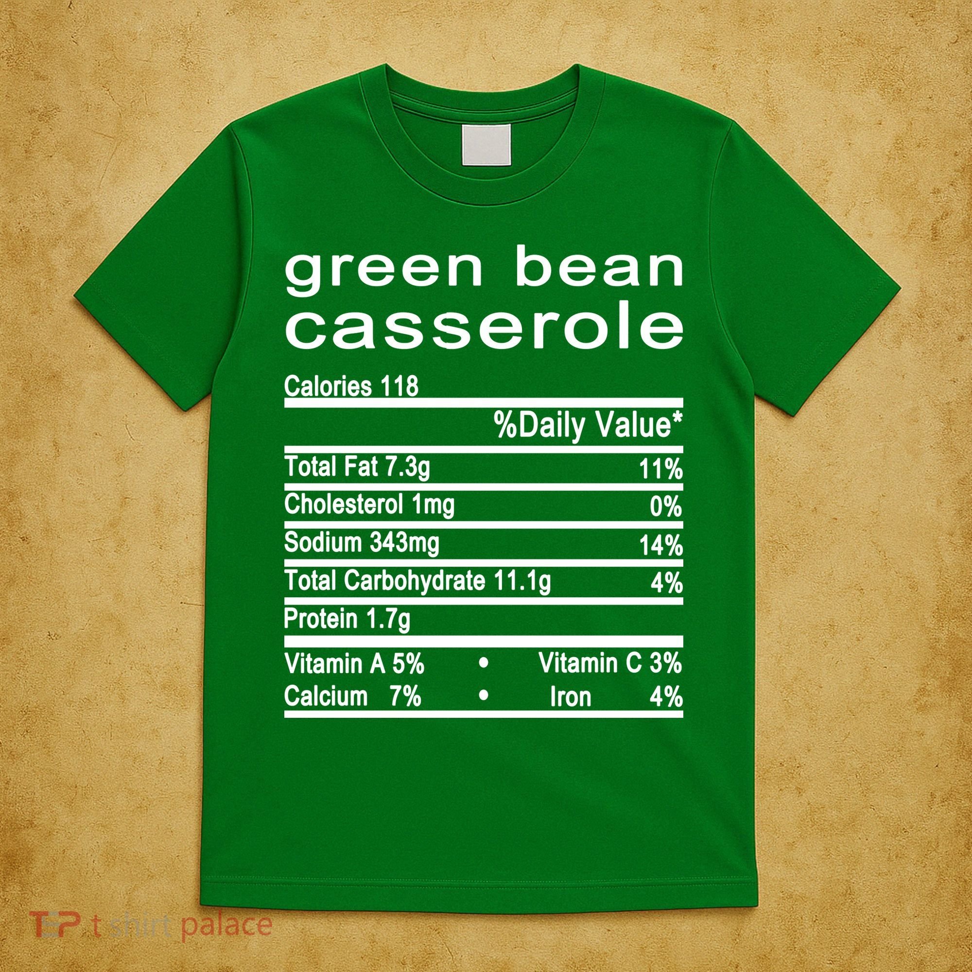 Green Bean Casserole Nutrition Facts Label T-Shirt
