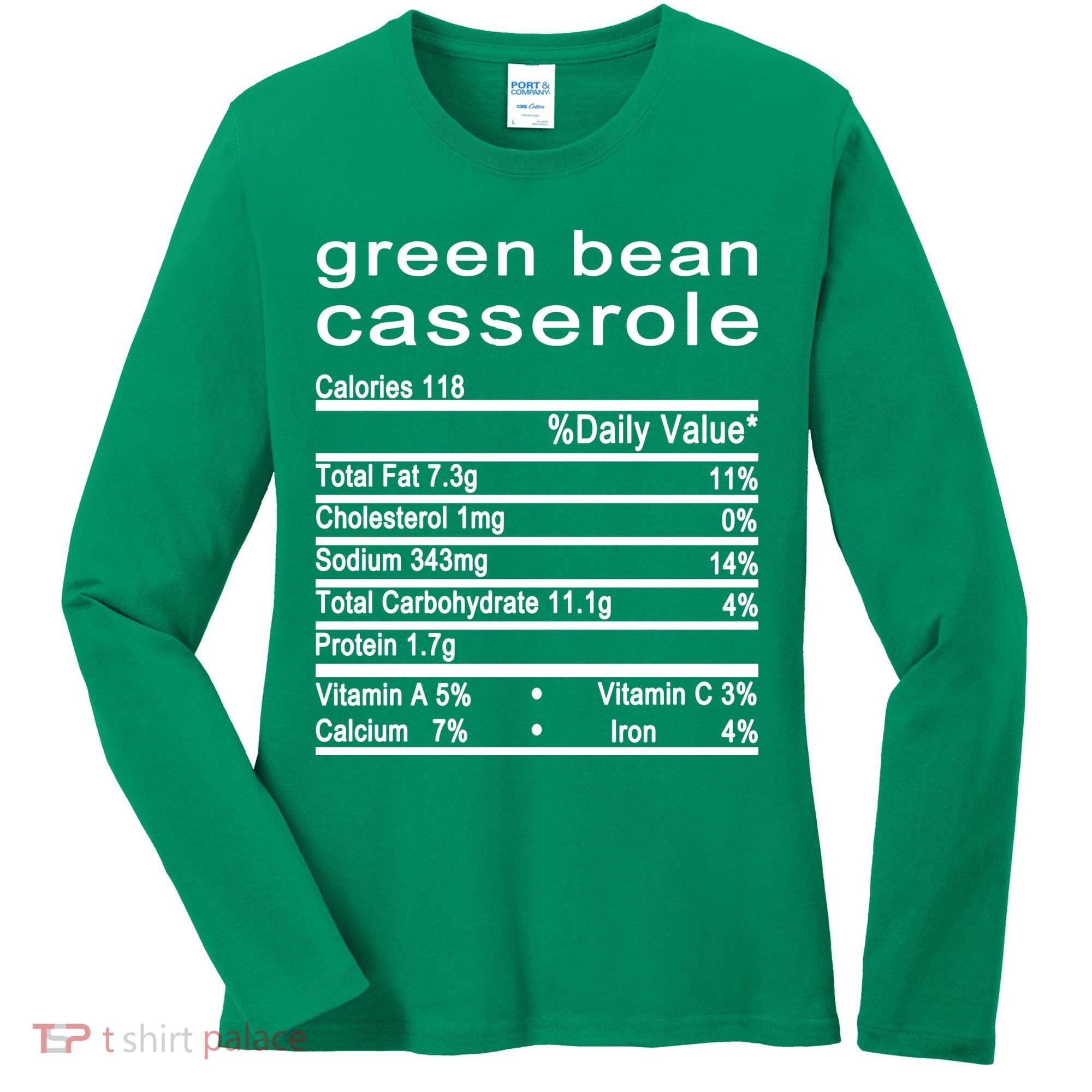 Green Bean Casserole Nutrition Facts Label Women's Long Sleeve Shirt