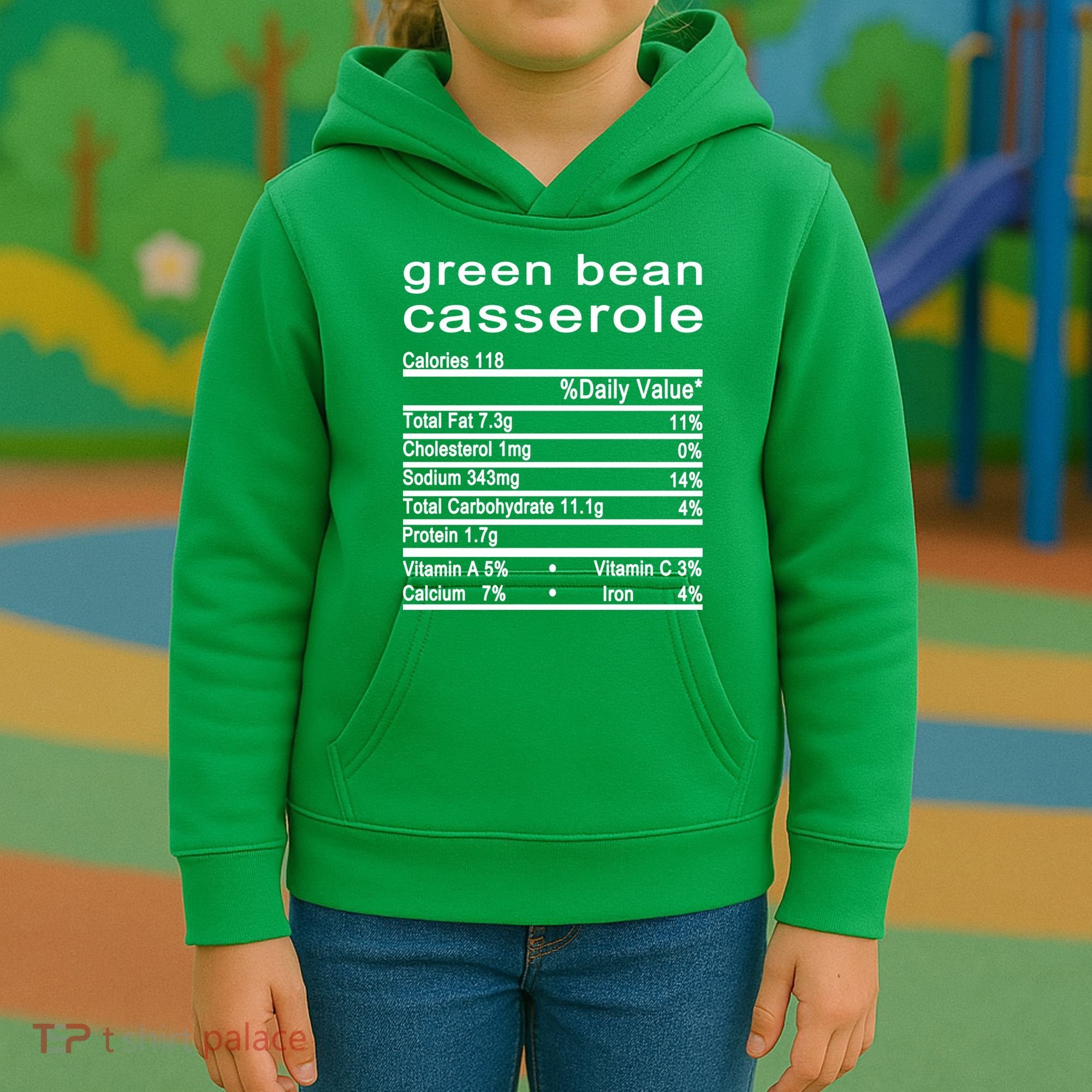 Green Bean Casserole Nutrition Facts Label Kids Hoodie