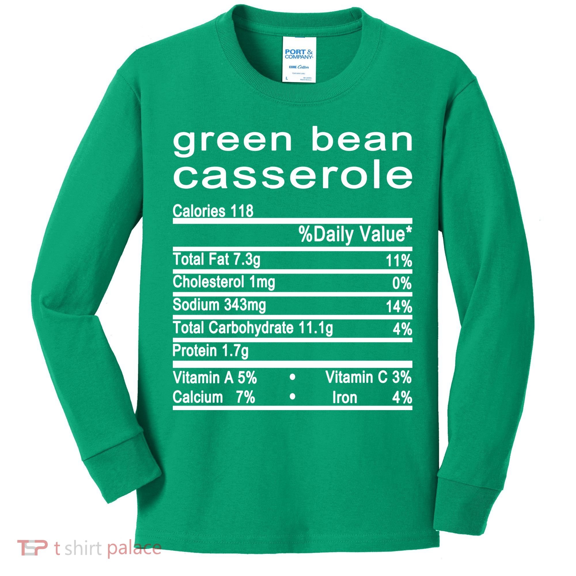 Green Bean Casserole Nutrition Facts Label Kids Long Sleeve Shirt