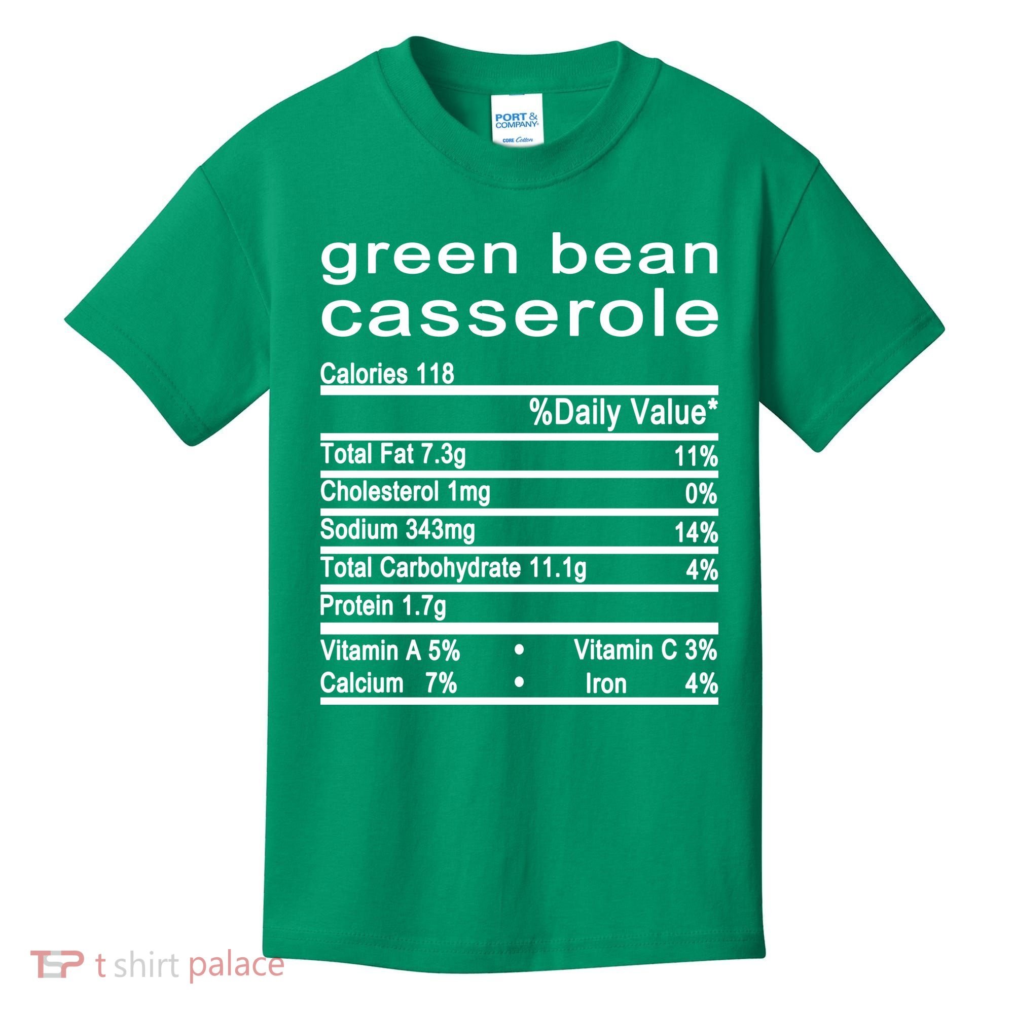 Green Bean Casserole Nutrition Facts Label Kids T-Shirt