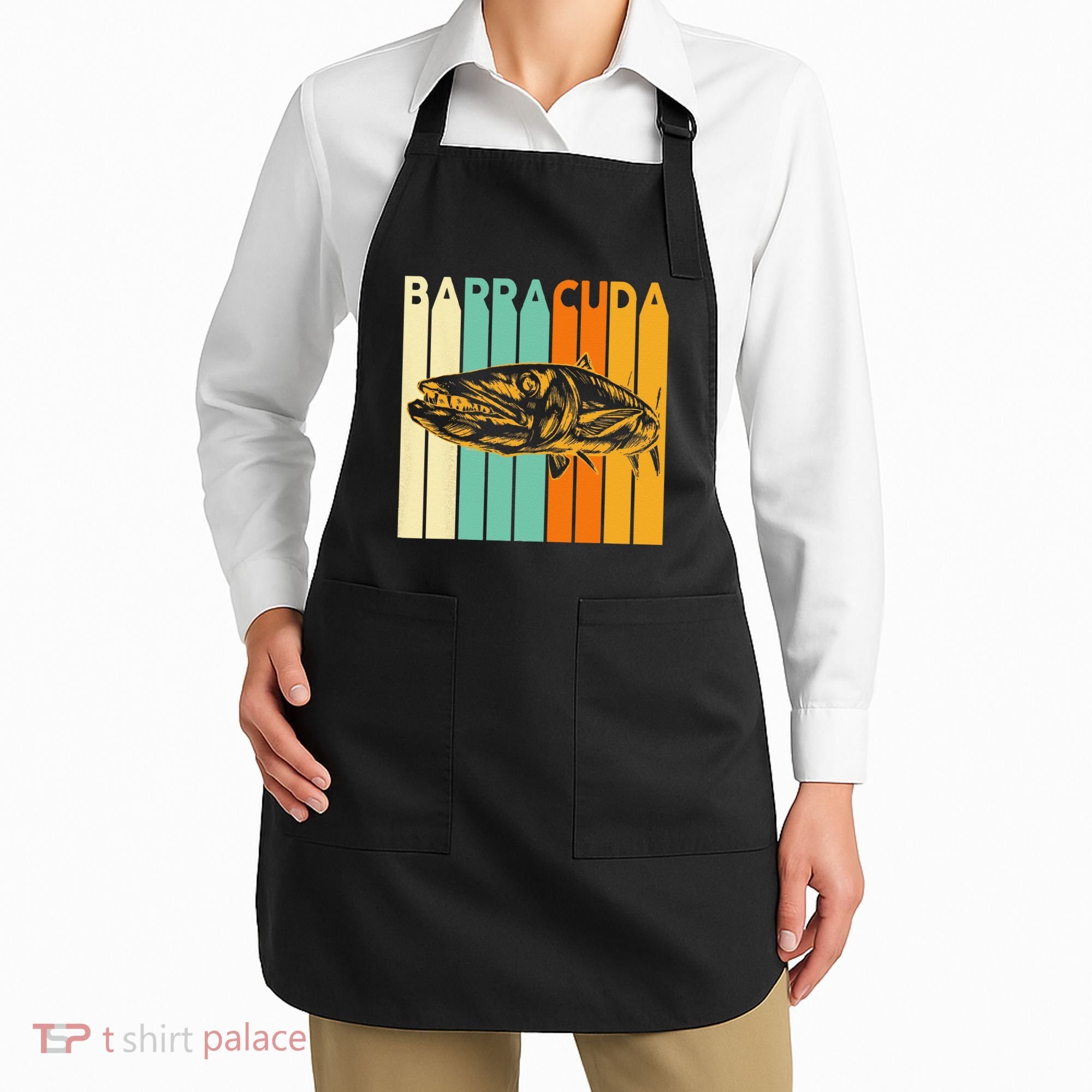 Great Barracuda Cuda Fishing Wildlife Saltwater Fish Art Apron