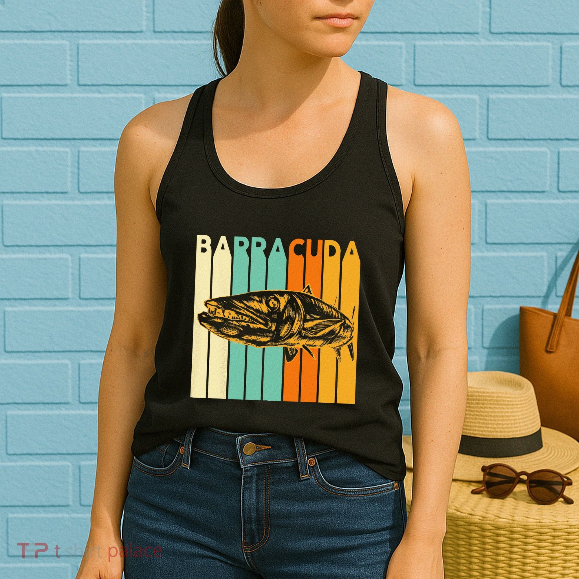 Great Barracuda Cuda Fishing Wildlife Saltwater Fish Art Women's Tank Top