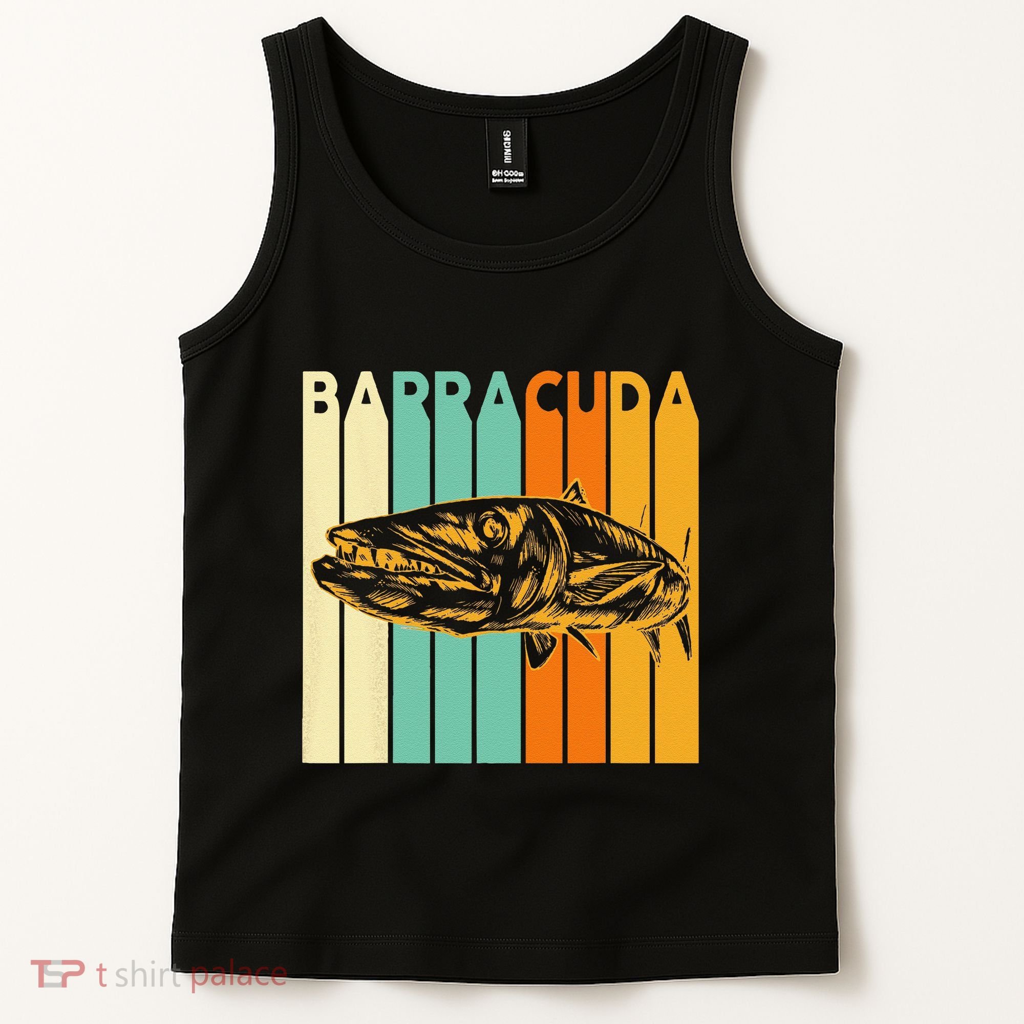 Great Barracuda Cuda Fishing Wildlife Saltwater Fish Art Tank Top