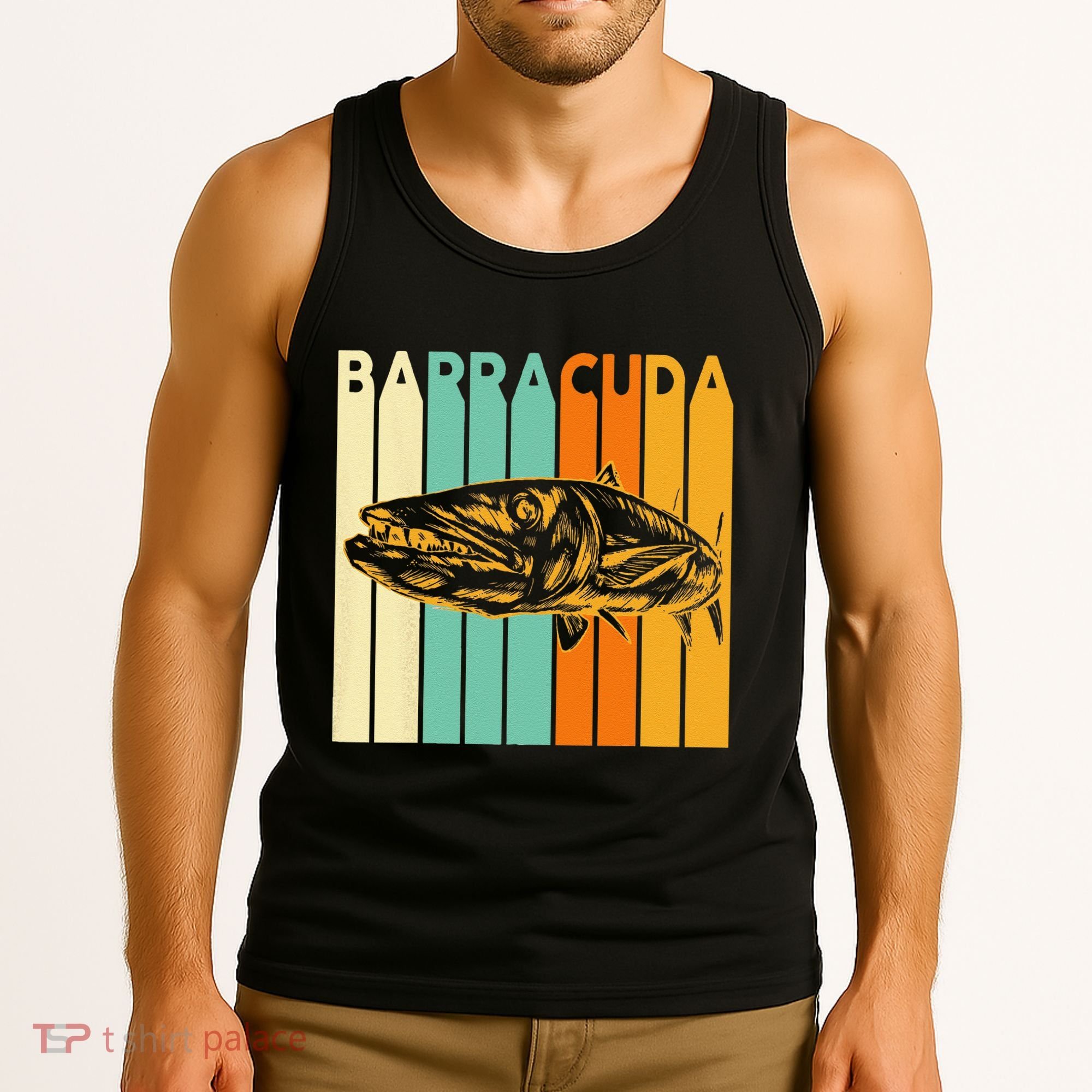 Great Barracuda Cuda Fishing Wildlife Saltwater Fish Art Tank Top