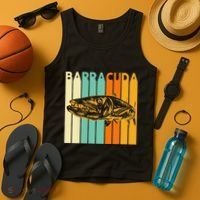 Great Barracuda Cuda Fishing Wildlife Saltwater Fish Art Tank Top thumb 4