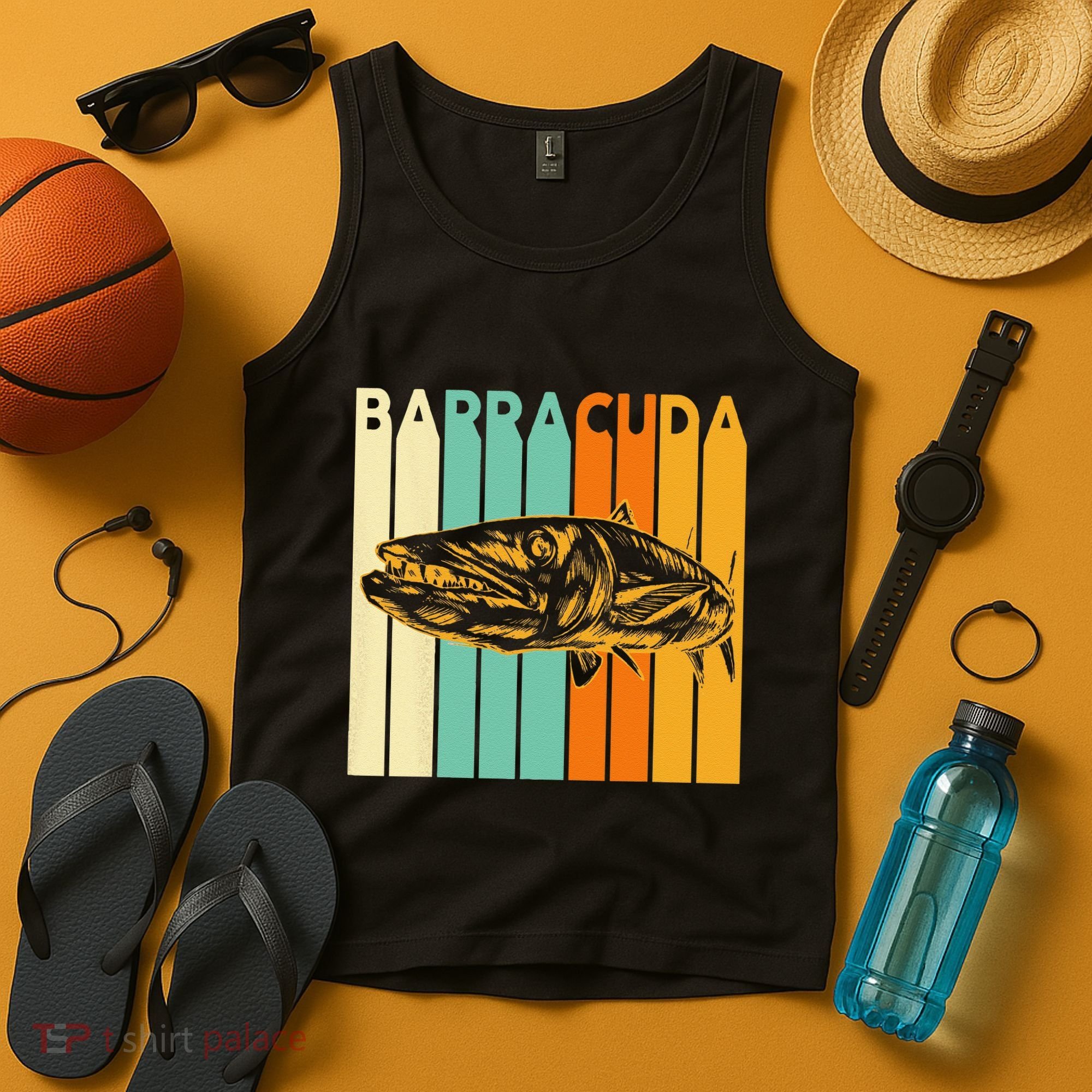 Great Barracuda Cuda Fishing Wildlife Saltwater Fish Art Tank Top