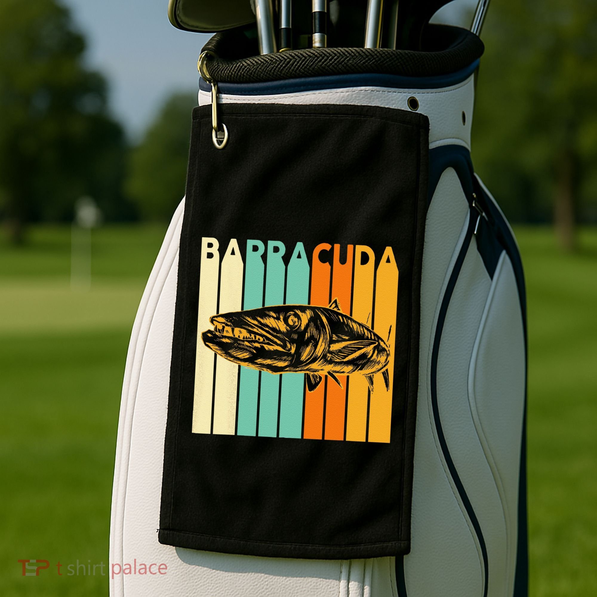 Great Barracuda Cuda Fishing Wildlife Saltwater Fish Art Golf Towel